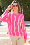 Wave Stripe Pattern Drop Shoulder Top