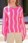 Wave Stripe Pattern Drop Shoulder Top