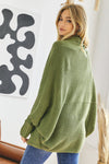 Pattern Knit Dolman Sleeve Solid Slouch Cardigan