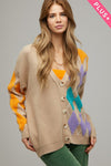 Plus V Neck Button Front Cardigan